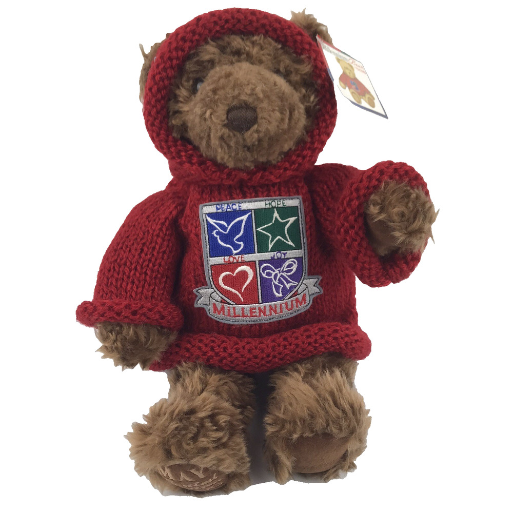 Gund Millennium Bear Brown 12" Limited Edition 2000 May Red Sweater Hooded Tag